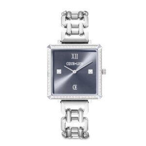 Watch Iconic Cube Sparkling Anthracite Attraction Statement Silver