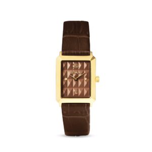 Watch Iconic Spikes bracelet Leather Mocha Mousse gold