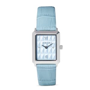 Watch Iconic Spikes Sky Blue Silver Bracelet Leather Light Blue