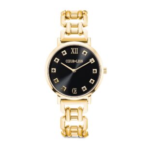 Watch Round Brilliant Glamourous Black Statement Gold