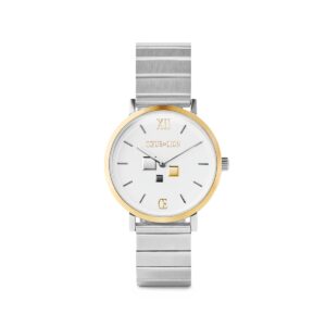 Watch Round Brilliant White Bicolor Stainless Steel Silver