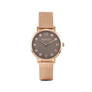 Watch Round Mocha Matt Milanese Stainless Steel Rose Gold