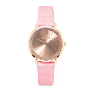 Watch Round Pastel Lovers Rose Gold Bracelet Leather Pink