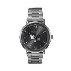 Watch Round Statement Unisex Anthracite Sunray Stainless Steel Light Gun Metal