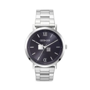 Watch Round Statement Unisex Sunray Midnight Blue Stainless Steel Frosted Silver